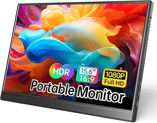 WCV Portable Monitor 15.6 Inch 1080P USB-C HDMI Ultra-Slim Travel Monitor