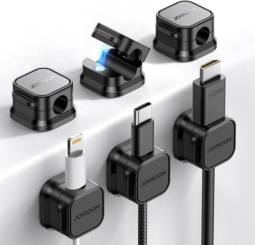 6 Pack Magnetic Cable Clips,Under Desk Cable Management, Phone Cord Holder