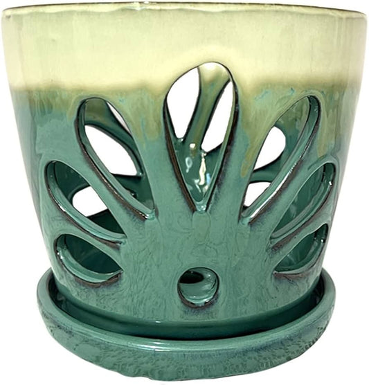 Ymdewe Orchid Pot with Drainage Hole Large Round Orchid Planter 7 inch Orchid