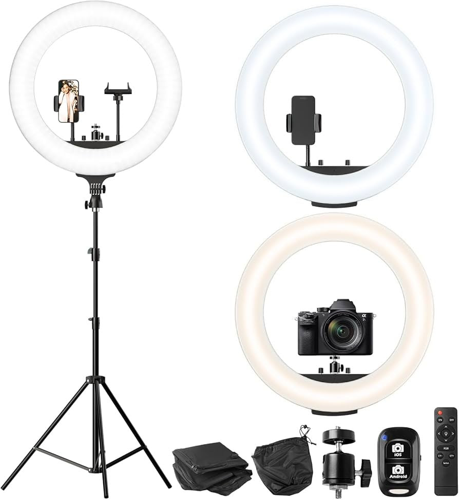 UBeesize 22'' Ring Light with 72'' Stand, 65W Large Ring Light with Phone Holder