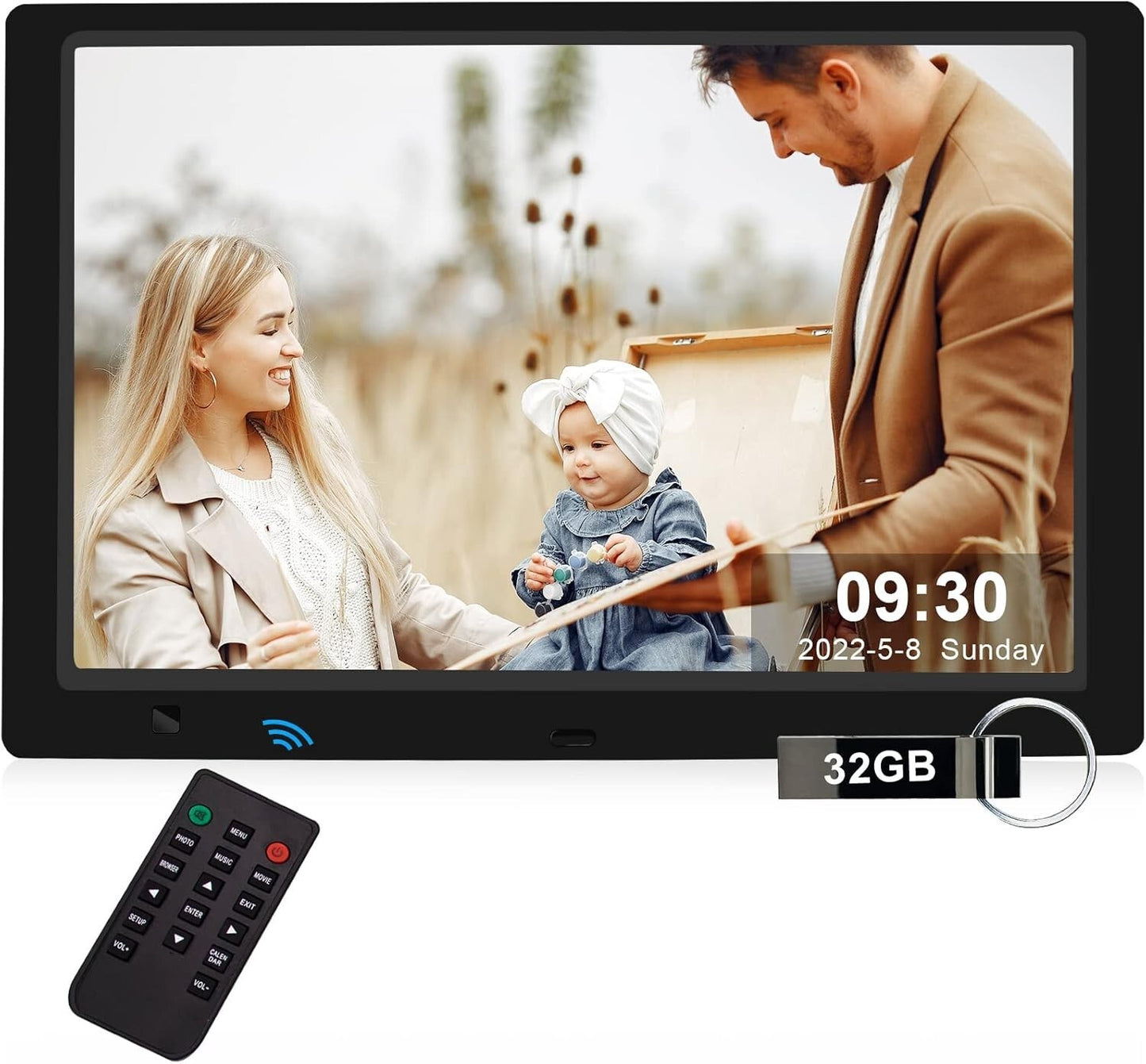 10.1 Inch Digital Picture Frame with 32GB USB Flash Drive, KECAG 1920x1080 HD...