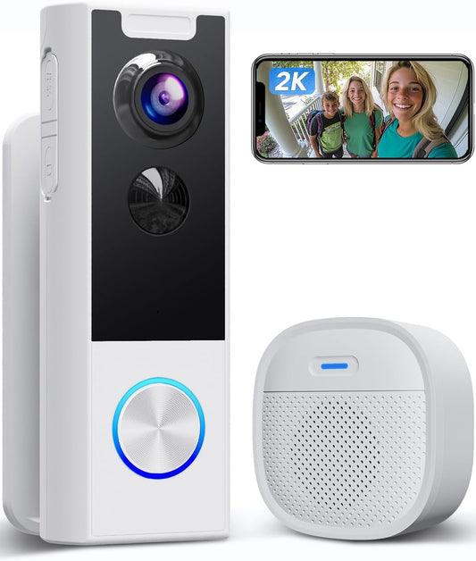 XTU Video Doorbell Camera Wireless with Chime, 2K Live View, Instant Alert