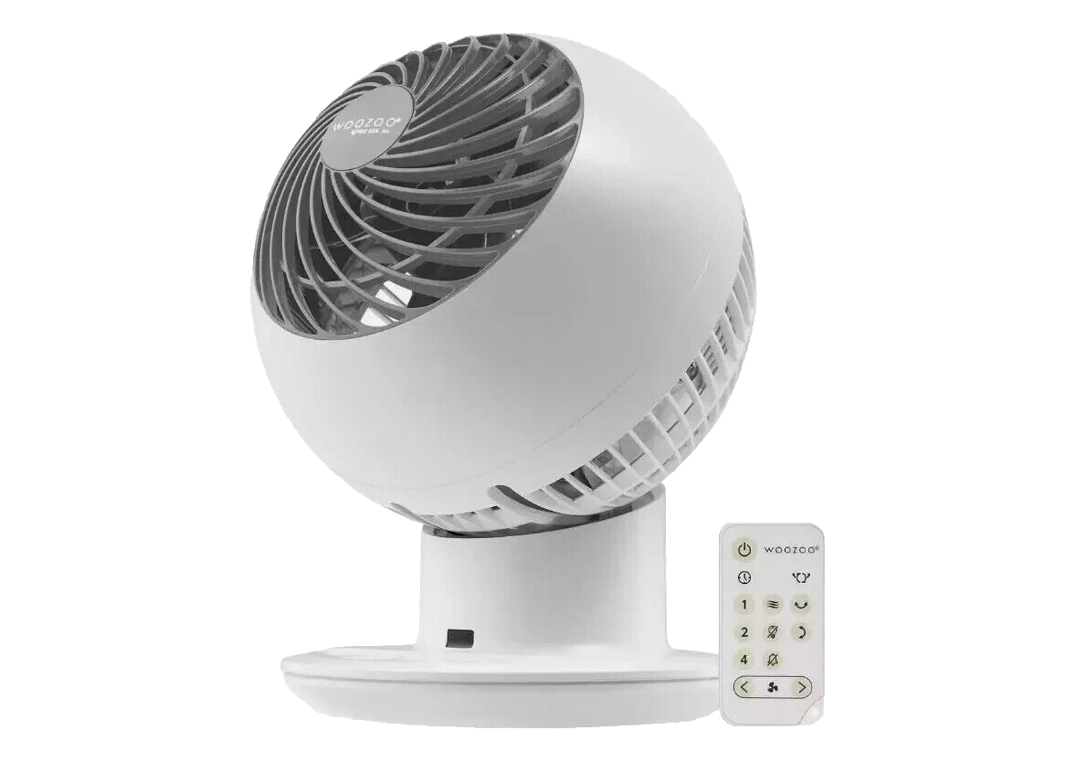 Woozoo Oscillating Desk Fan with Remote Control, Quiet White Fan, PCF-SC15T