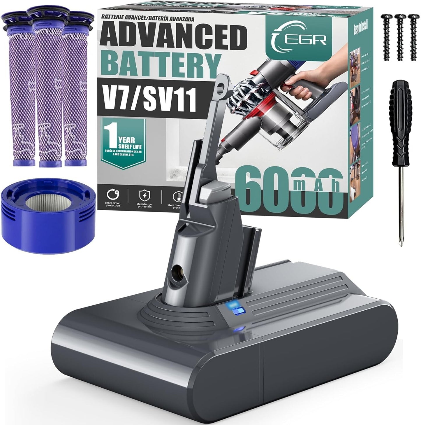 9000mAh Replacement Battery For Dyson V7 SV11 Animal V7 Extra V7 Trigger 21.6V