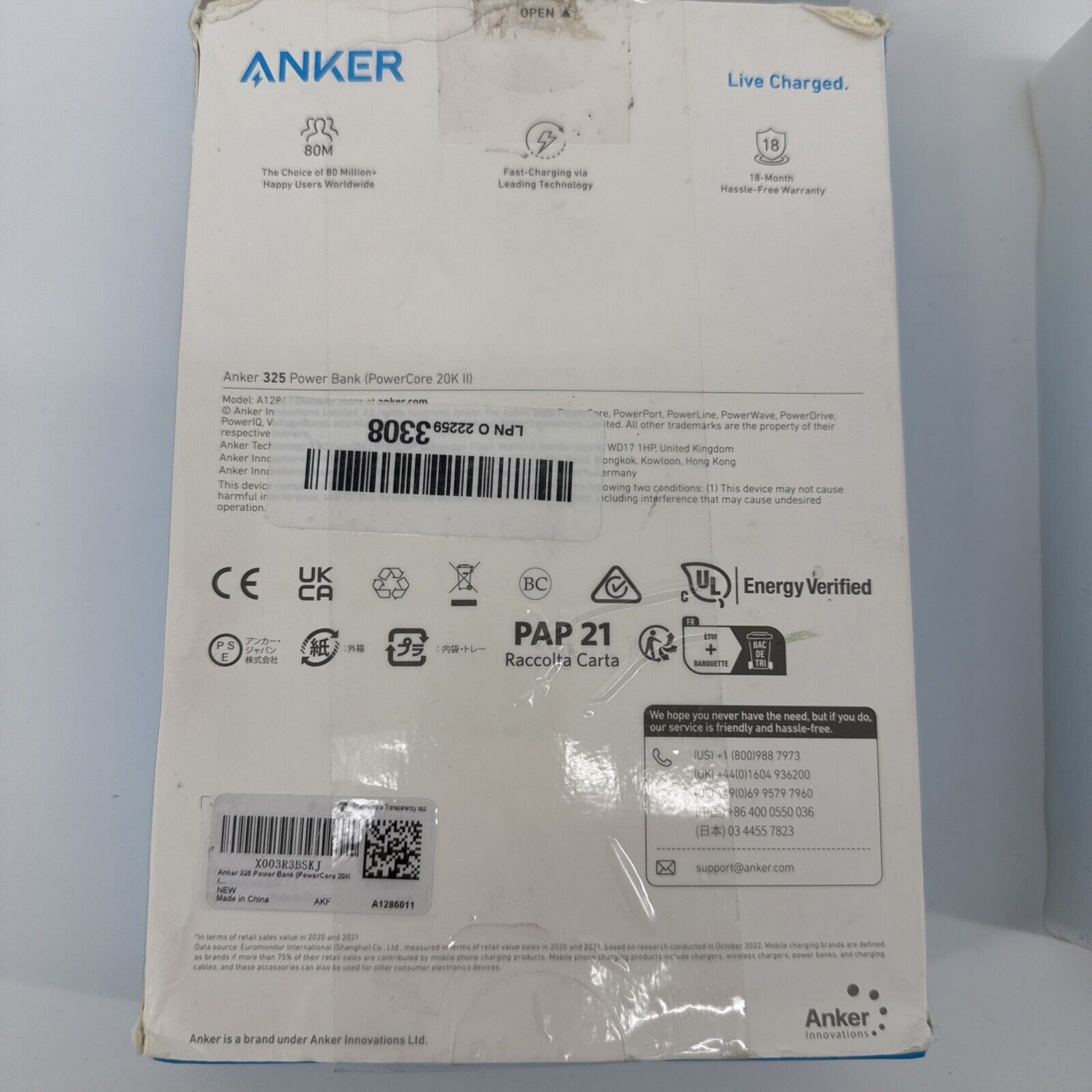 Anker A1286 15W 2 Port Portable Power Bank - Black