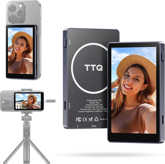 Vlog Selfie Monitor Screen, Magnetic Phone Vlog Selfie Monitor Screen 4K 30fps