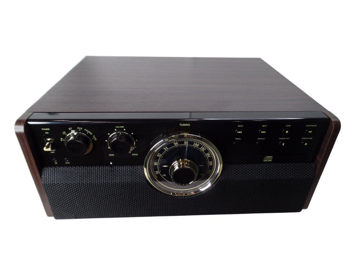 Victrola 7-in-1 Wood Bluetooth Mid Century Record Player with 3-Speed Turntable