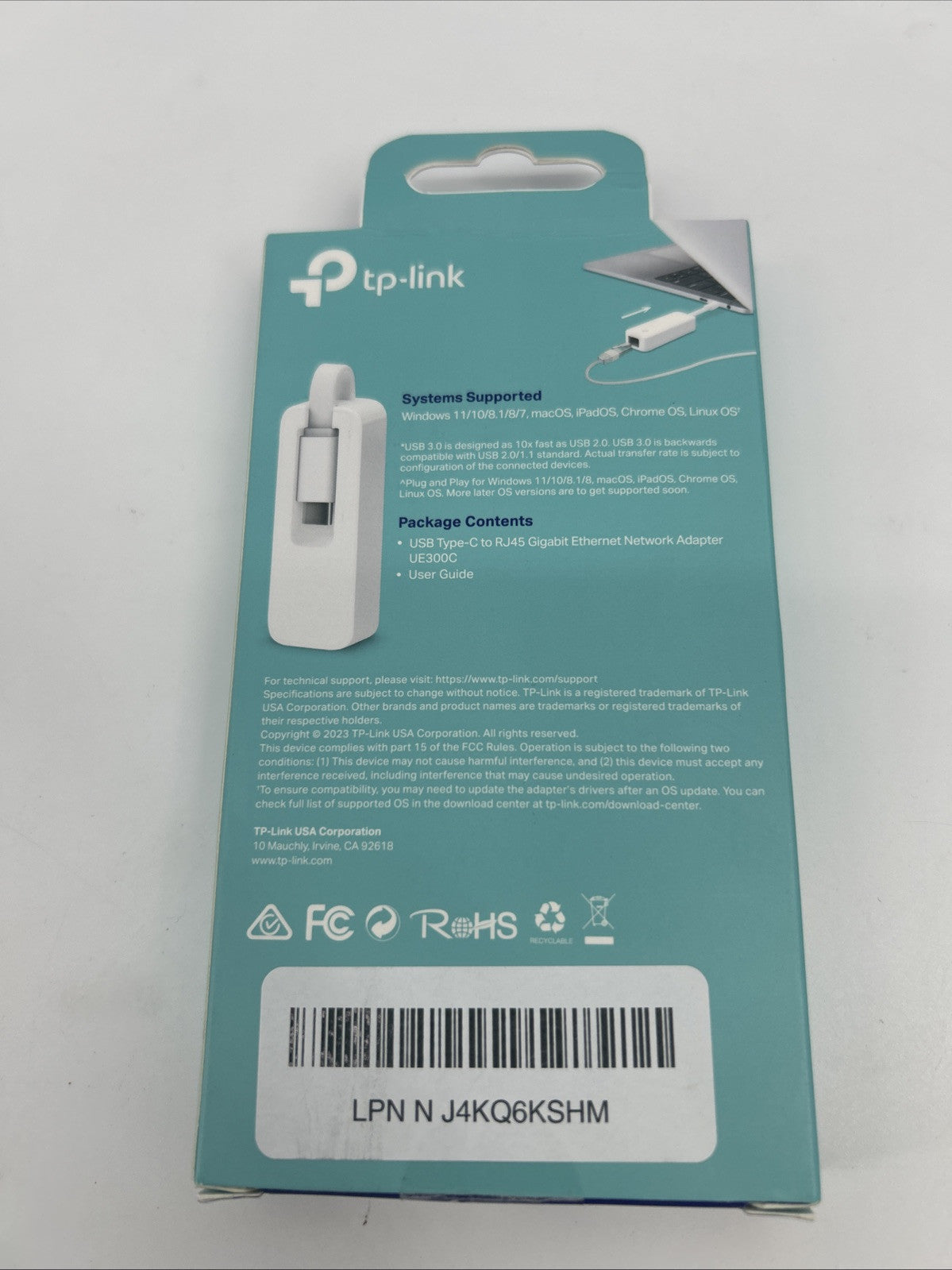 TP-Link USB C To Ethernet Adapter (UE300C) White