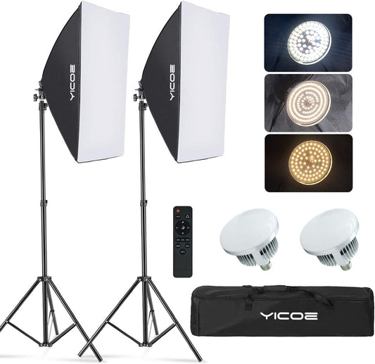 YICOE Softbox Lighting Kit - 5700K Continuous Photography Lighting Portraits