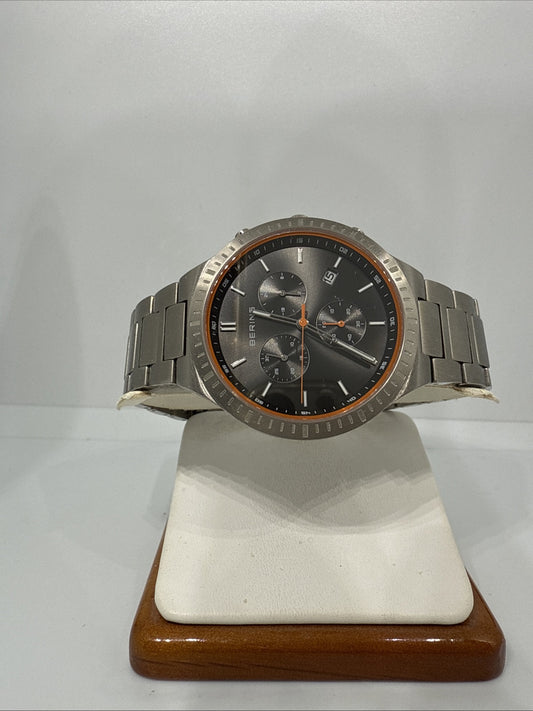 Bering Titan Chrono Men's Brushed Silver Black Dial Quartz Watch 11743-709