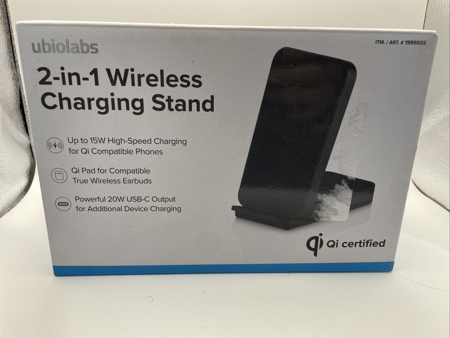 UbioLabs 2 in 1 Wireless Fast Charging Stand with 20W USB-C Power Delivery OPEN
